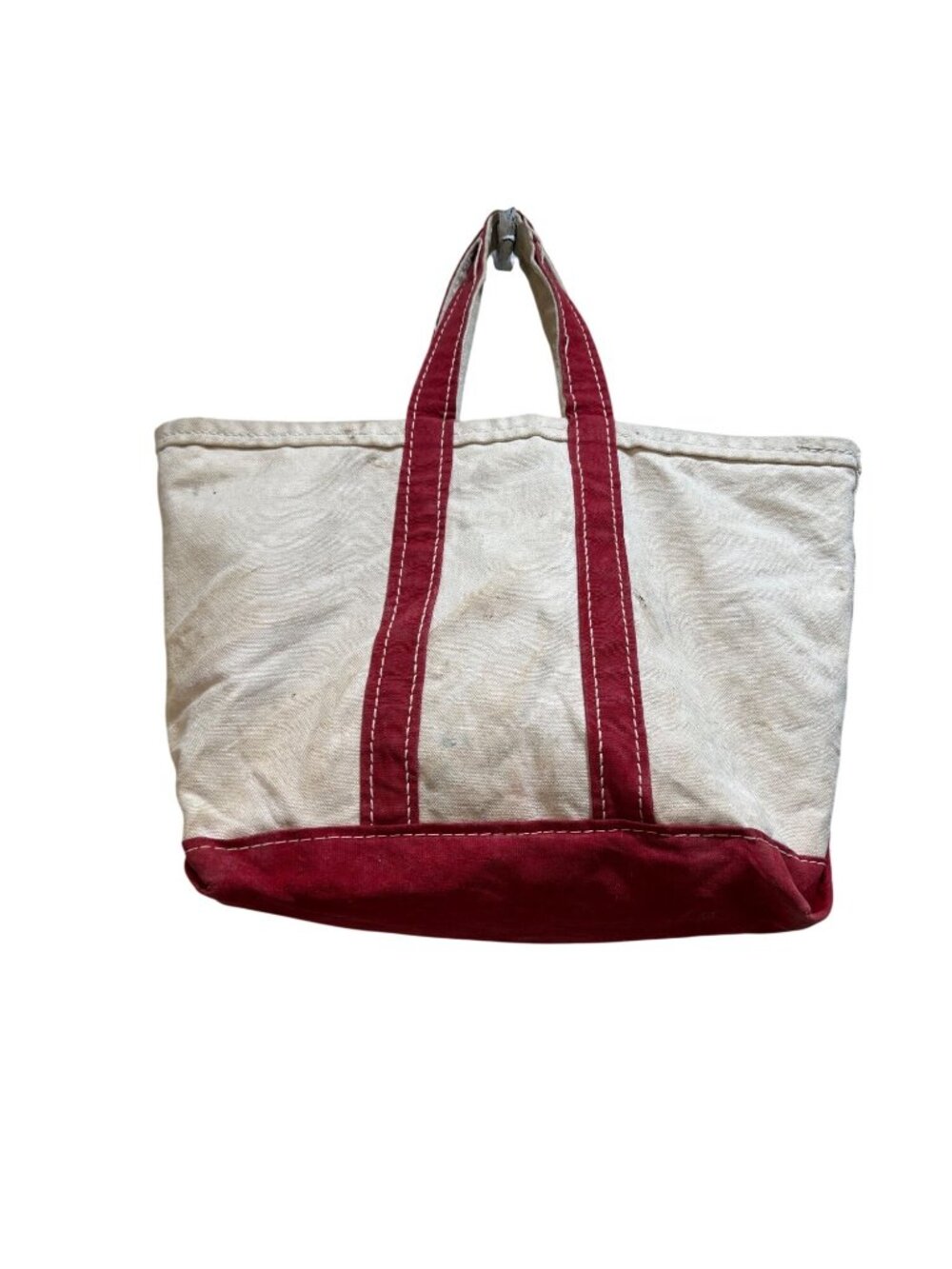 Rare 1970s L.L. Bean Boat & Tote Canvas Bag Red  Cursive Script Tag Freeport Mai